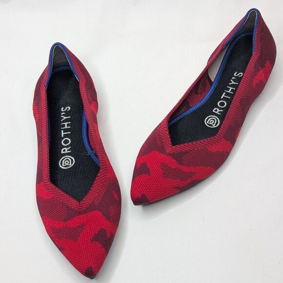 Rothys The Point Flats Red Camo Limited Edition - Picture 1 of 6